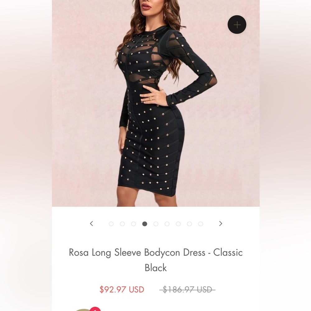 ROSA LONG SLEEVE BANDAGE DRESS L